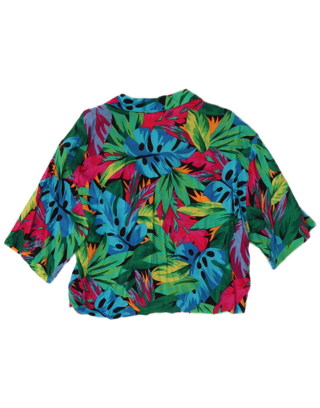 VINTAGE Womens Crop Shirt Blouse UK 12 Medium Multicoloured Floral