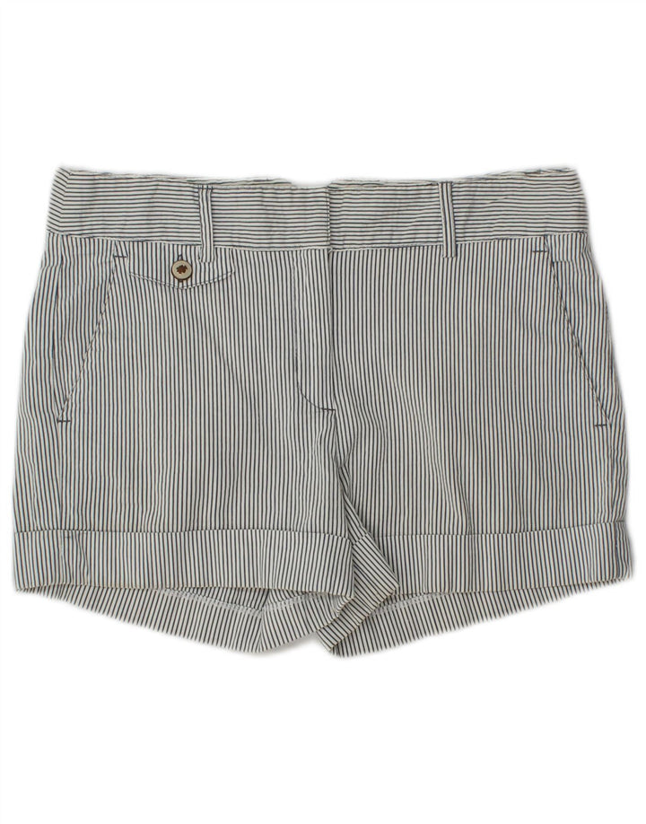 Zara Short Chino Femme Petit W27 Blanc À Fines Rayures