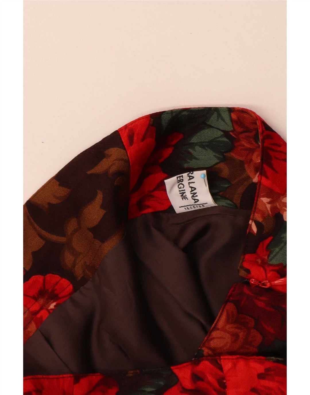 Jupe crayon femme vintage W30 laine vierge florale rouge moyen