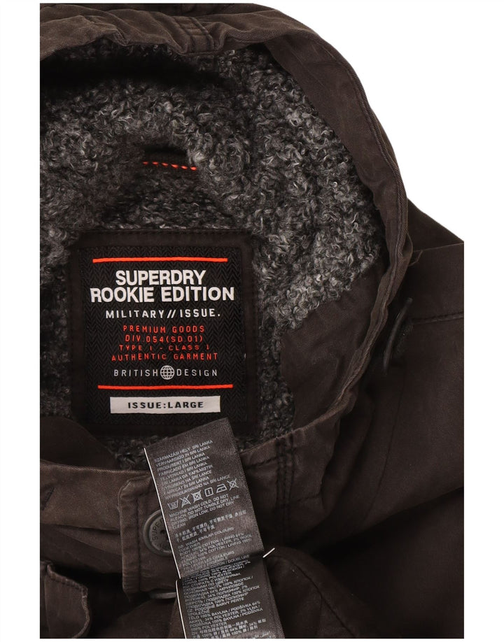 Superdry Parka à capuche militaire pour homme UK 40 Large Gris Coton