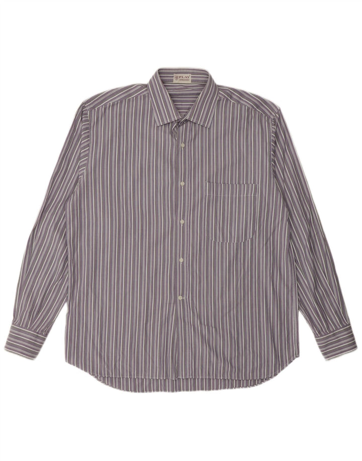 PLAY Chemise Homme Taille 41 16 Grand Coton Rayé Violet