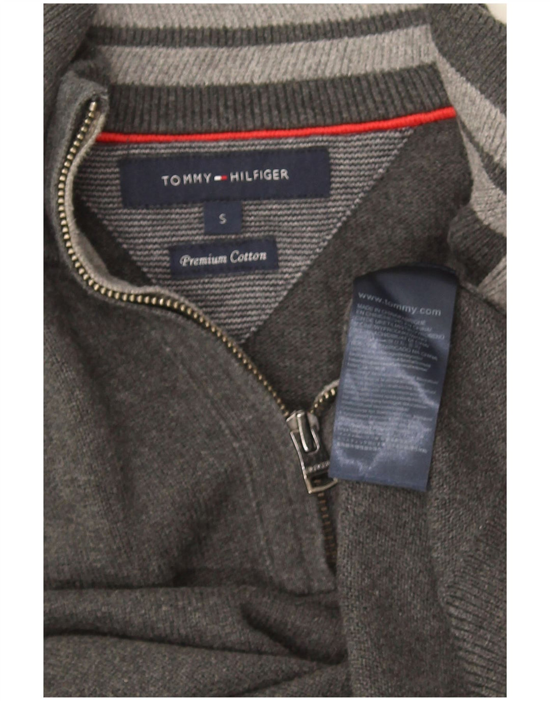 Tommy Hilfiger Pull à col zippé pour homme Petit gris Coton
