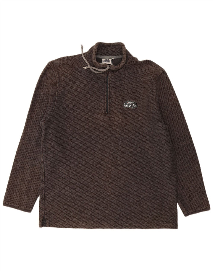 Weird Fish Sweat-shirt col zippé pour homme XL en coton gris