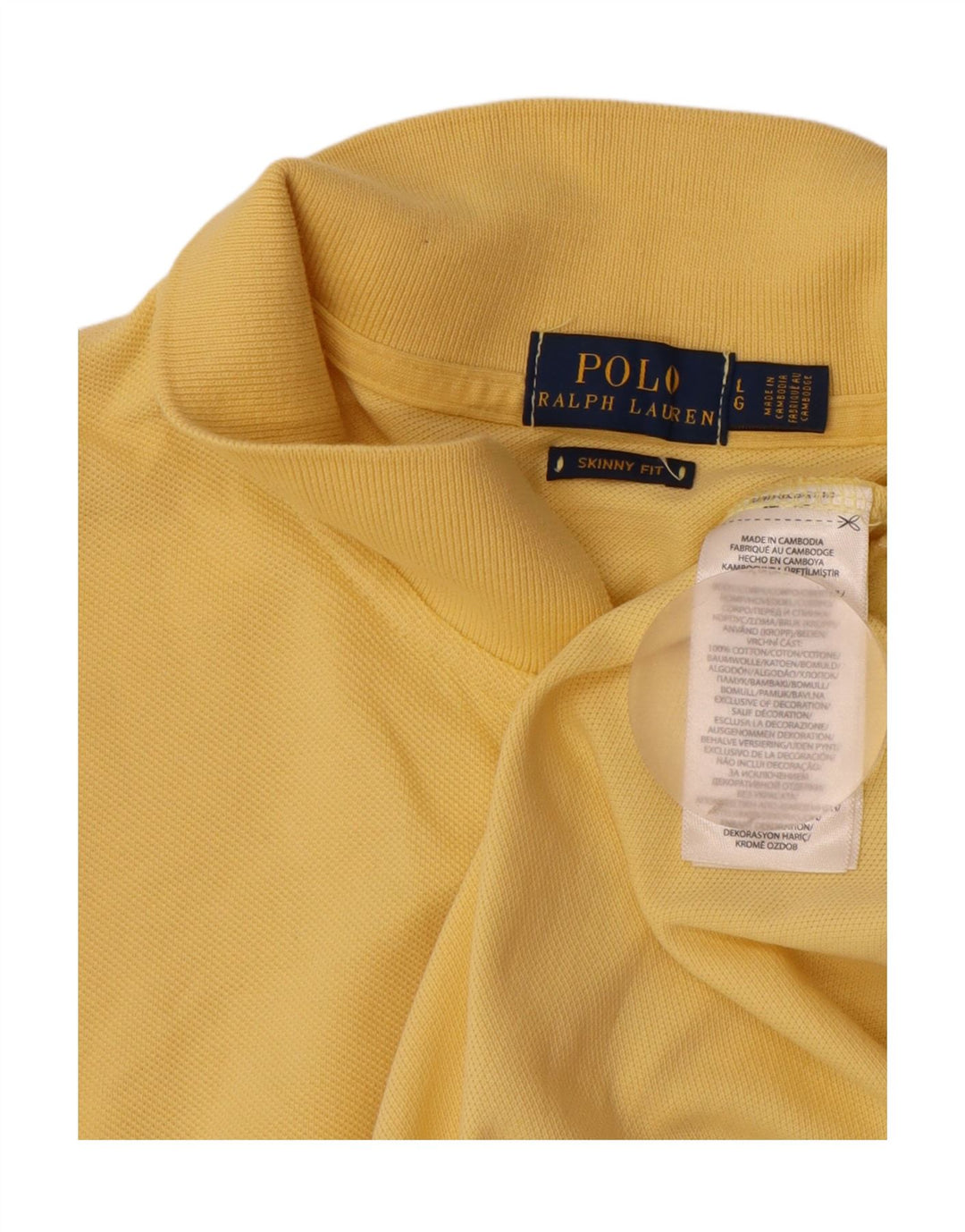 POLO RALPH LAUREN Polo skinny pour femme UK 16 Grand coton jaune