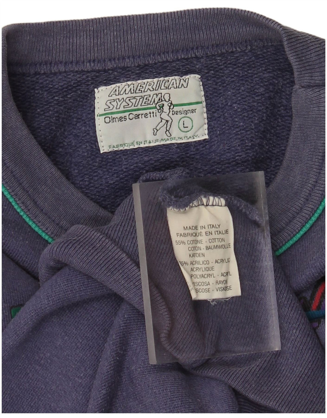 American System Mens By Olmes Carretti Graphic Sweatshirt Jumper Grand Bleu