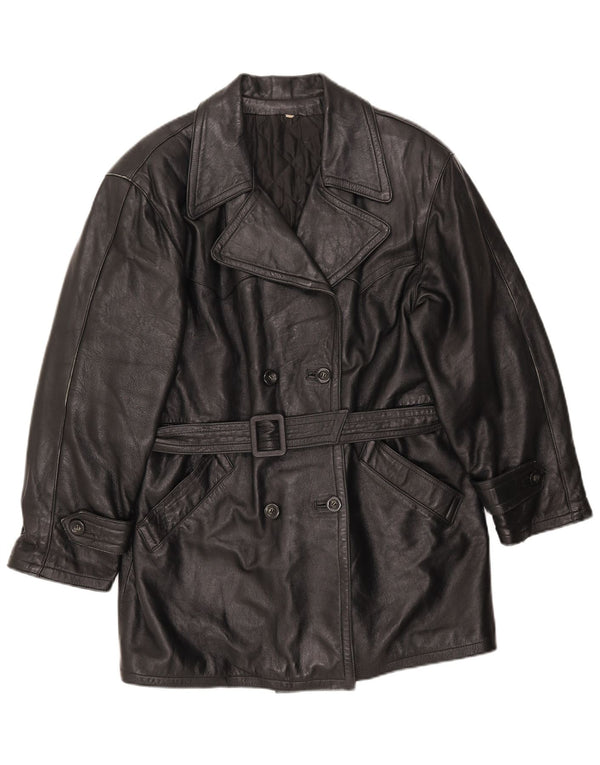 LAVORAZIONE ARTIGIANA Manteau Femme UK 12 Cuir Noir Moyen