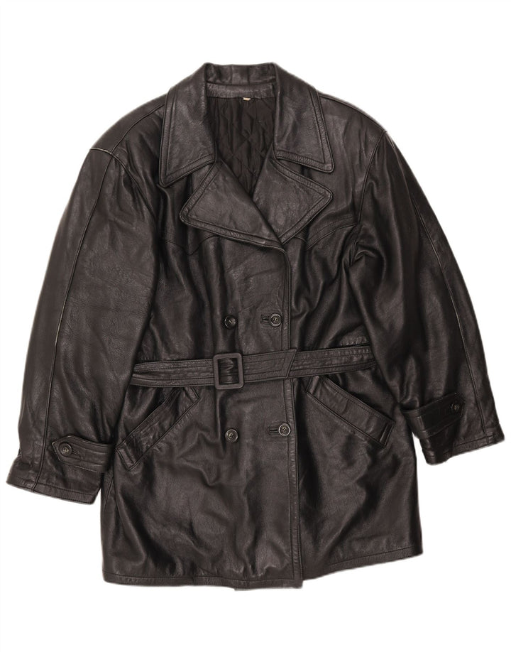 LAVORAZIONE ARTIGIANA Manteau Femme UK 12 Cuir Noir Moyen