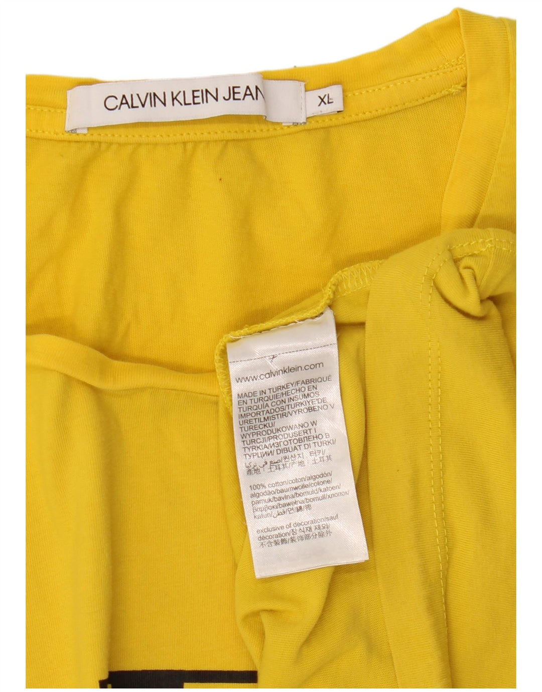 CALVIN KLEIN JEANS T-shirt graphique pour femme UK 18 XL Jaune Coton