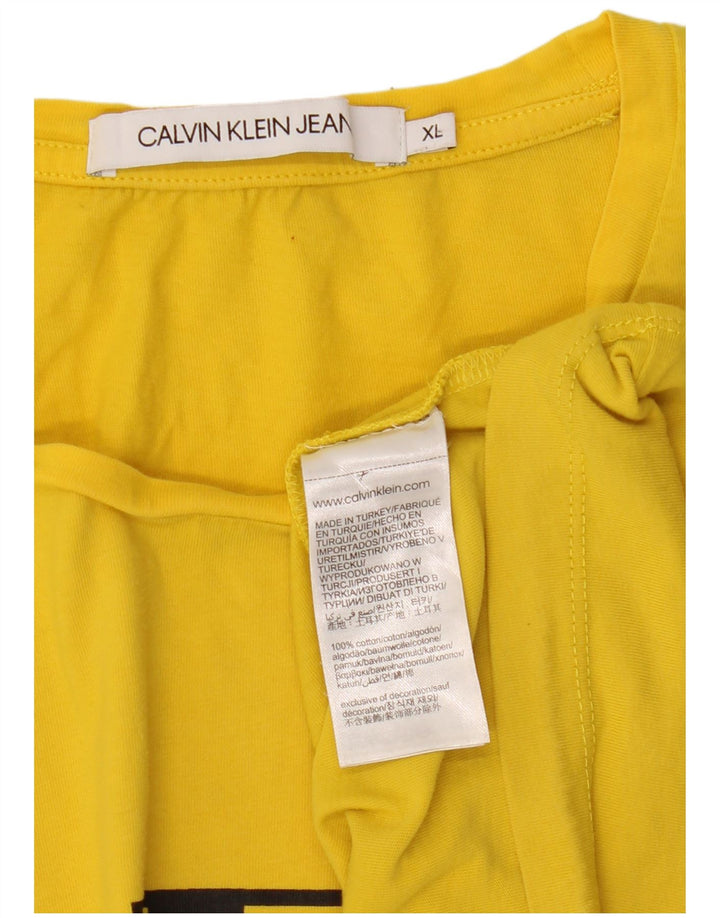 CALVIN KLEIN JEANS T-shirt graphique pour femme UK 18 XL Jaune Coton