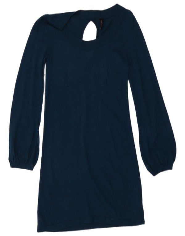 Topshop Robe pull à manches longues pour femme UK 10 Petit Bleu Marine Acrylique