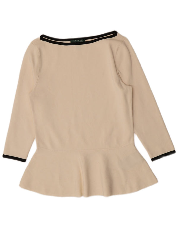 Ralph Lauren Chemisier à manches 3/4 pour femme UK 14 Large Viscose blanc cassé