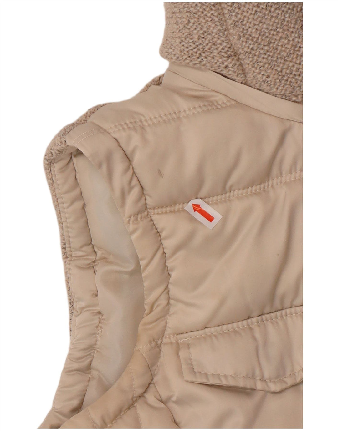 Zara Femme Gilet rembourré à capuche UK 10 Petit Polyester Beige