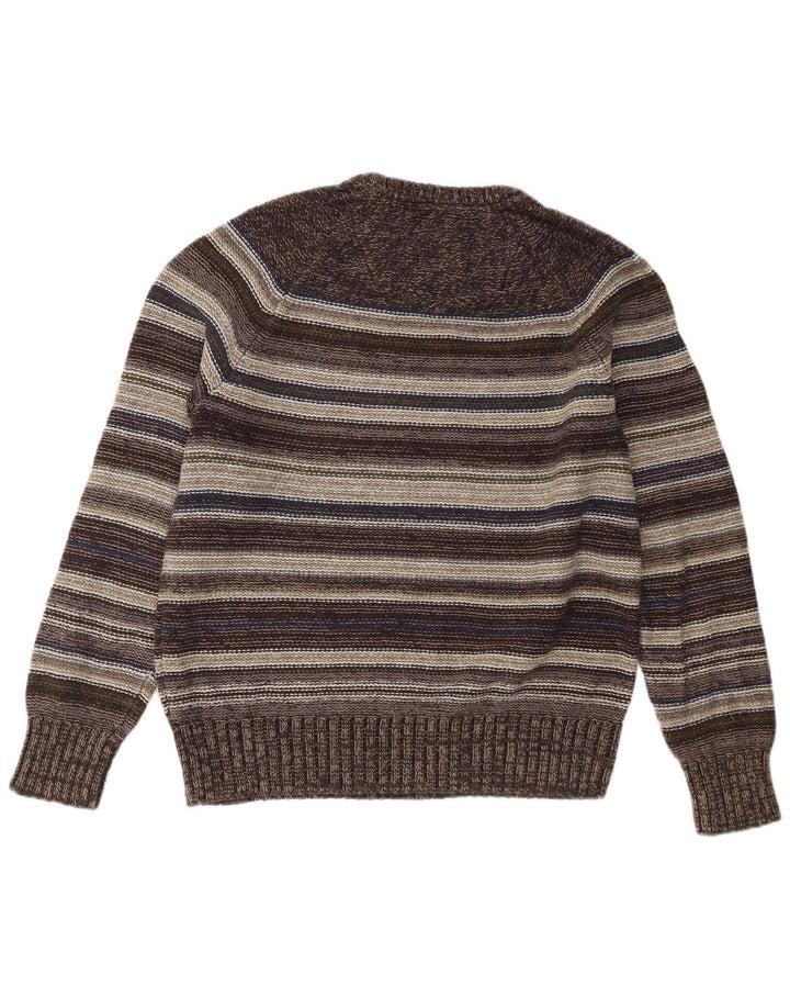 Fat Face Pull Col Ras du Cou Homme Gris Moyen Rayé Coton