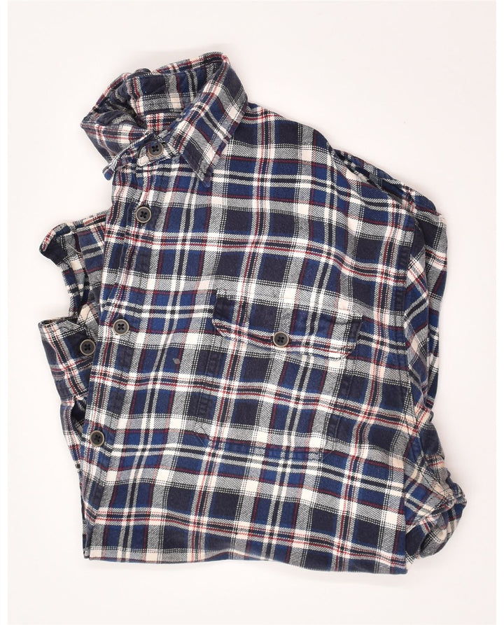 VINTAGE Mens Flannel Shirt XL Navy Blue Check Cotton Vintage Vintage and Second-Hand Vintage from Messina Hembry 
