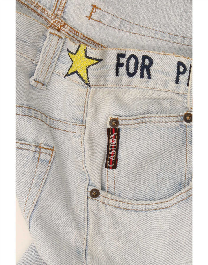 Jeans fuselés graphiques vintage pour femmes W32 L32 Bleu