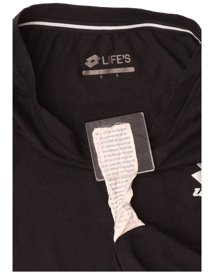 LOTTO T-Shirt Femme Top UK 16 Large Noir Coton