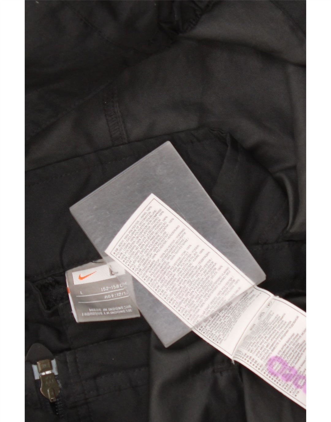 NIKE Veste de pluie à capuche pour garçon 12-13 ans Large Noir Colorblock Polyester