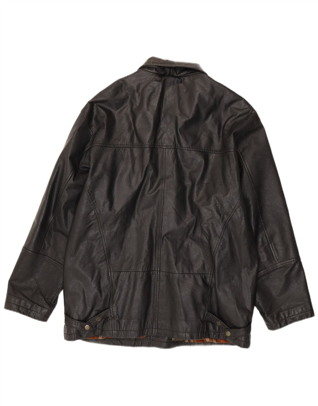 VINTAGE Veste en cuir homme UK 40 Grand cuir noir