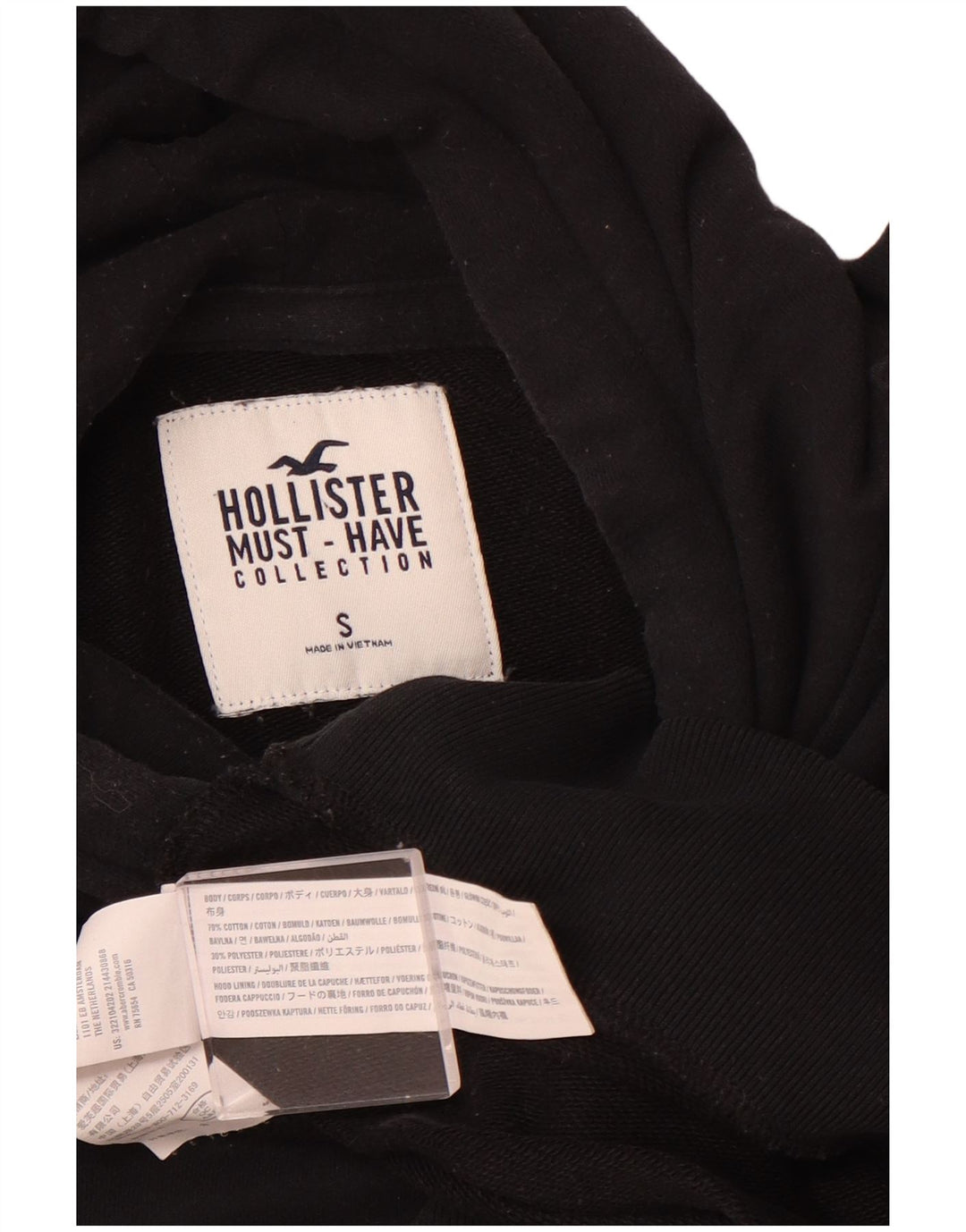 HOLLISTER Pull à capuche pour homme Small Noir Coton