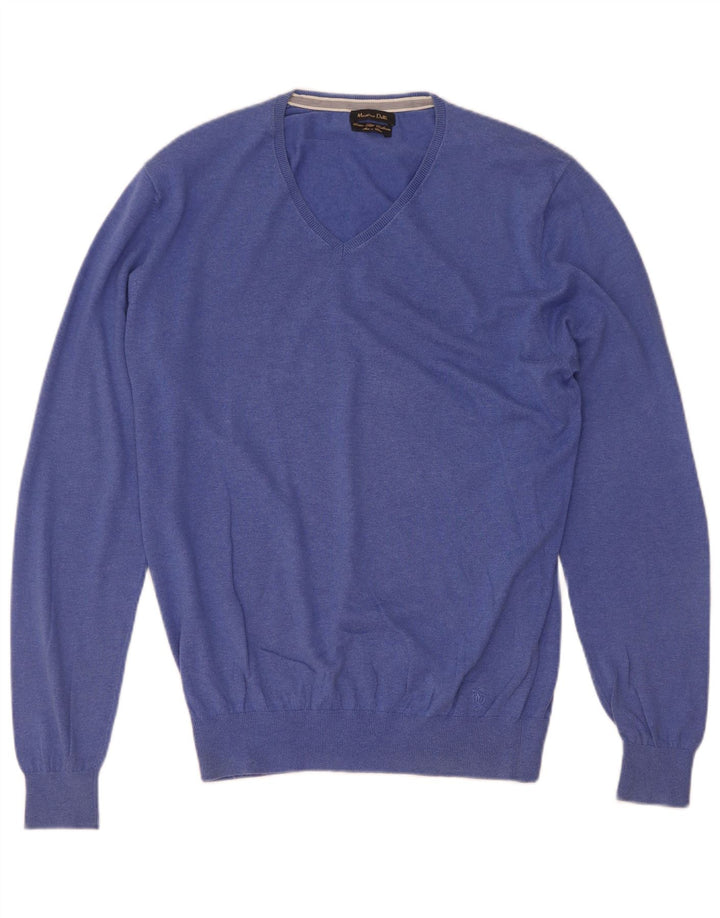 Massimo Dutti Pull col V Homme Bleu Moyen Coton