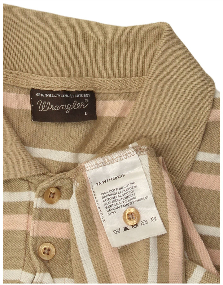 Wrangler Polo Homme Large Kaki Rayé Coton