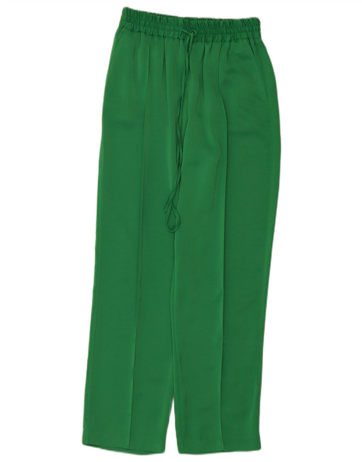 Zara Pantalon droit décontracté pour femme Petit W26 L28 Vert Polyester