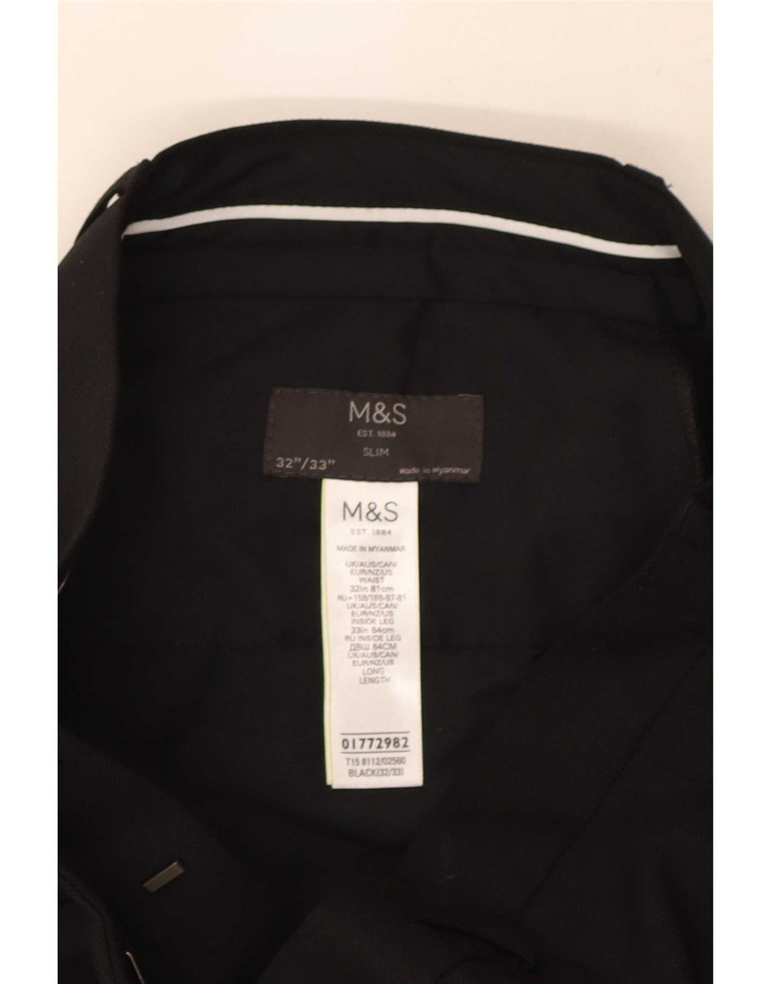 Marks & Spencer Pantalon de costume coupe slim pour homme W32 L33 Noir Polyester