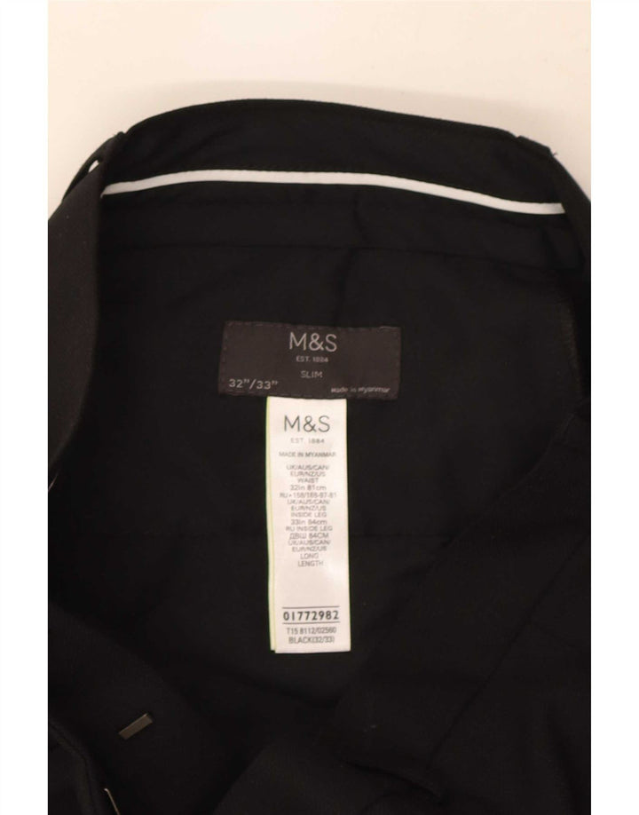 Marks & Spencer Pantalon de costume coupe slim pour homme W32 L33 Noir Polyester
