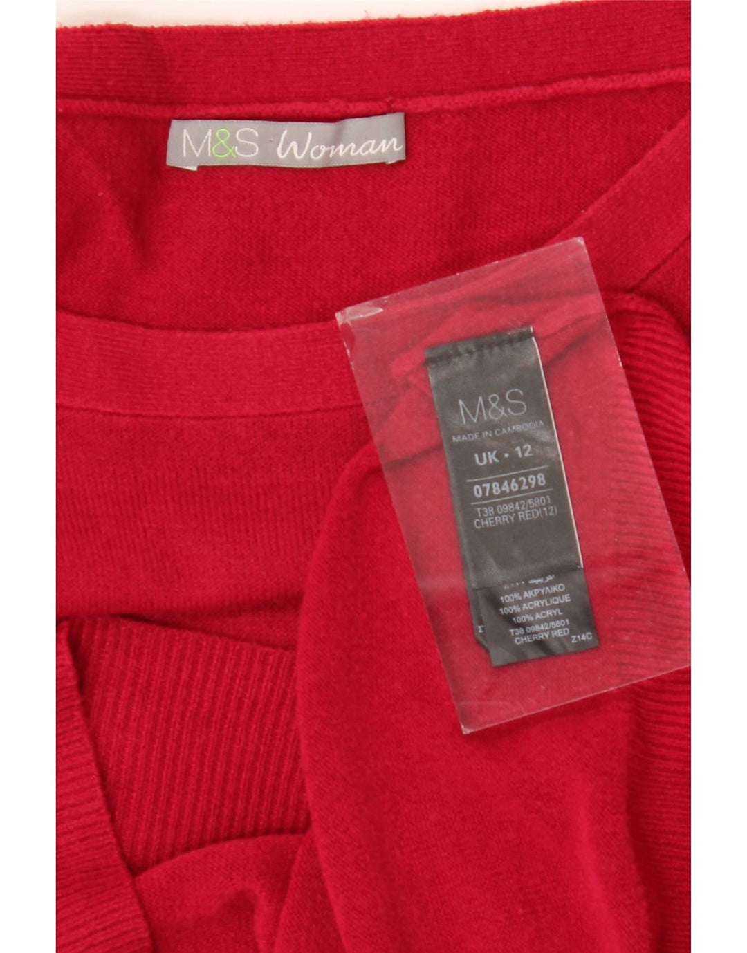 Marks & Spencer Pull col bateau pour femme UK 12 Rouge moyen