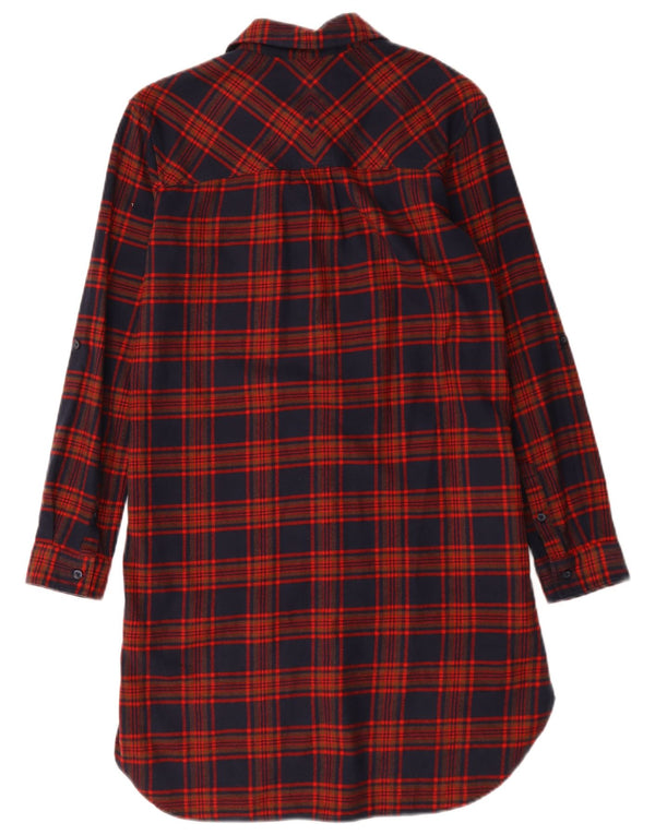 Jack Wills Robe chemise surdimensionnée pour femme UK 6 XS Bleu marine à carreaux en coton
