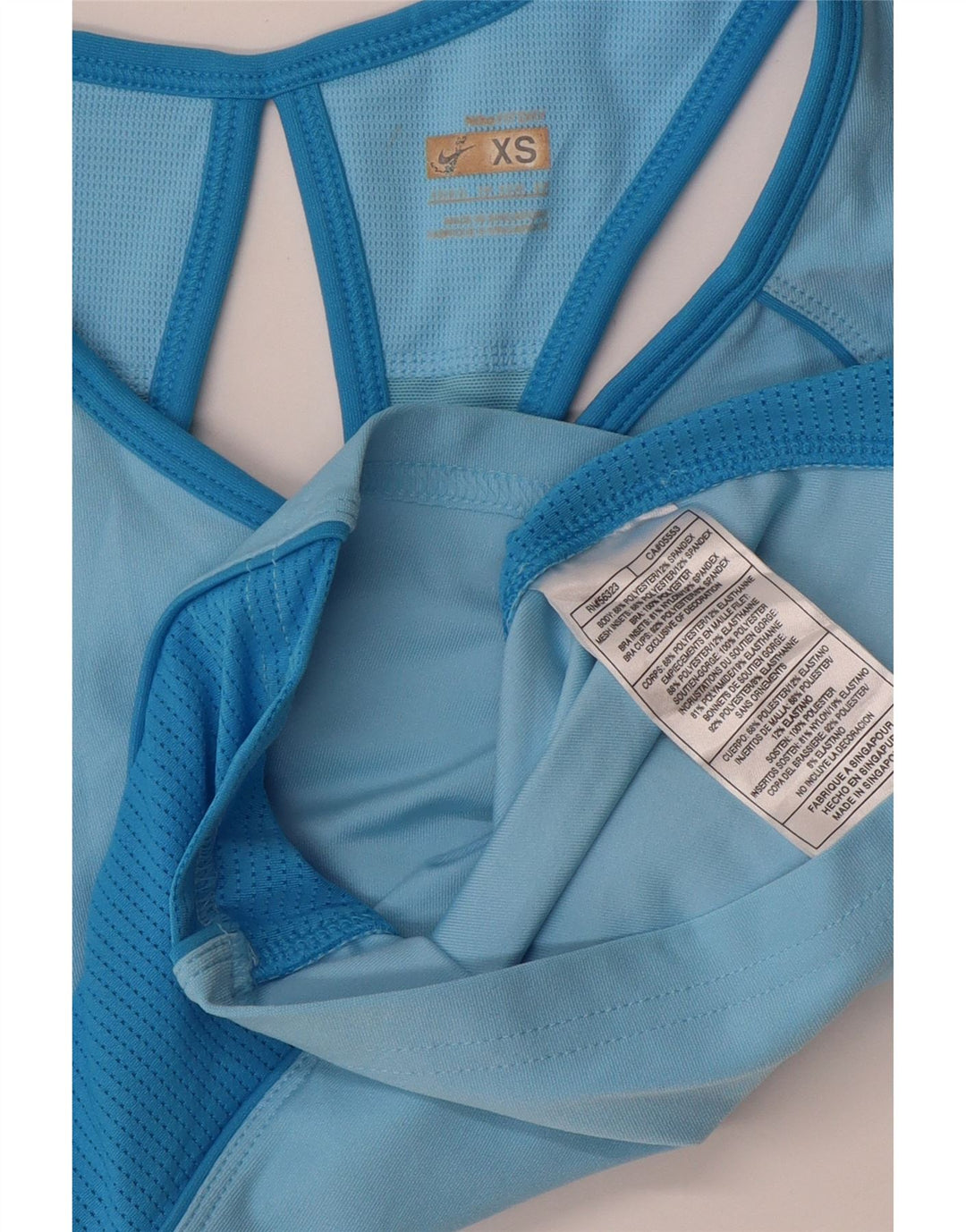 NIKE Débardeur court pour femme UK 4 XS Bleu Polyester