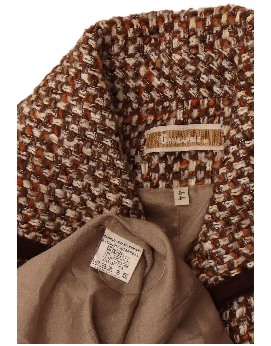 vintage Femme 4 Bouton Blazer Veste EU 44 XL Marron Moucheté Laine