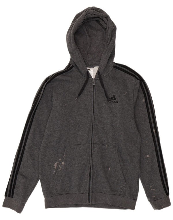 Adidas Pull à capuche zippé pour femme UK 14 Coton gris moyen