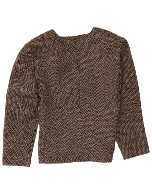 LUISA SPAGNOLI Veste Blazer 1 Bouton Femme IT 46 Grand Marron Géométrique