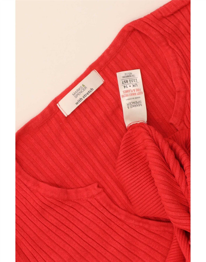 Marks & Spencer T-Shirt Femme UK 14 Medium Rouge Viscose