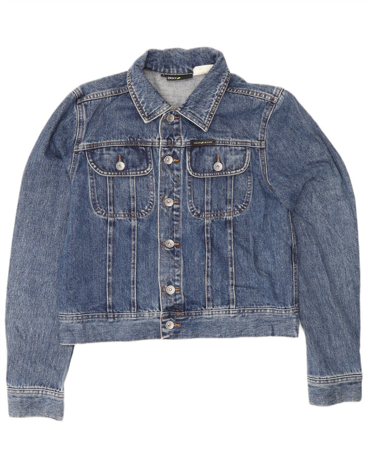 Dkny Veste en jean courte pour femme UK 14 Grand coton bleu