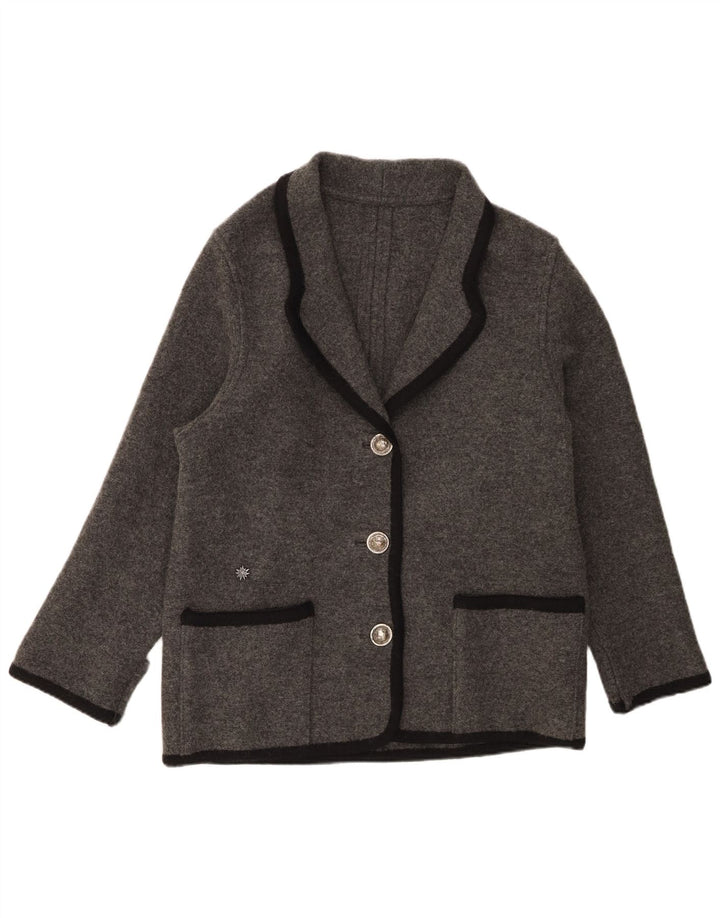 vintage Femme 3 Bouton Blazer Veste UK 38 Gris Moyen