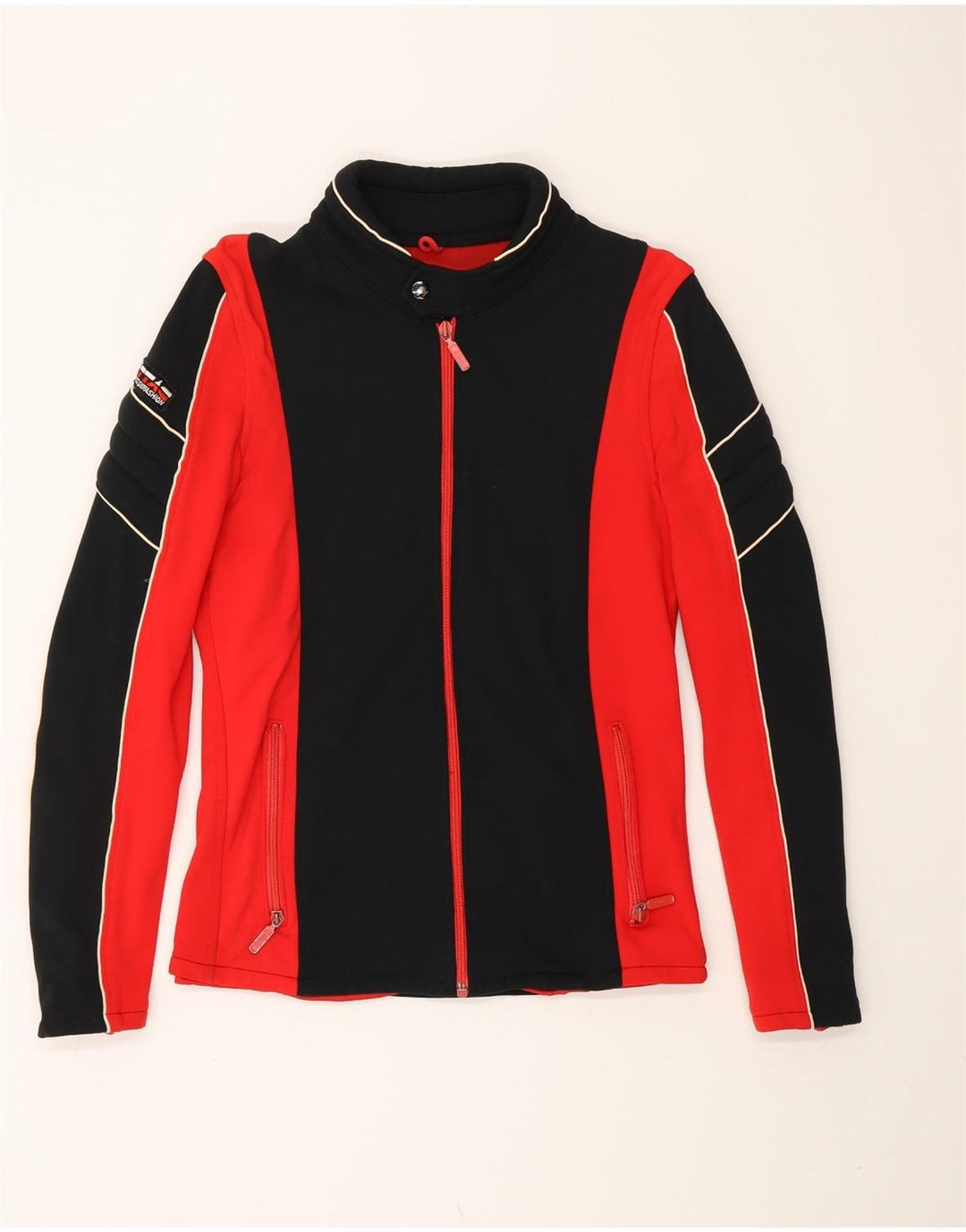 VINTAGE Homme Survêtement Top Veste EU 50 Moyen Rouge Colourblock Rétro