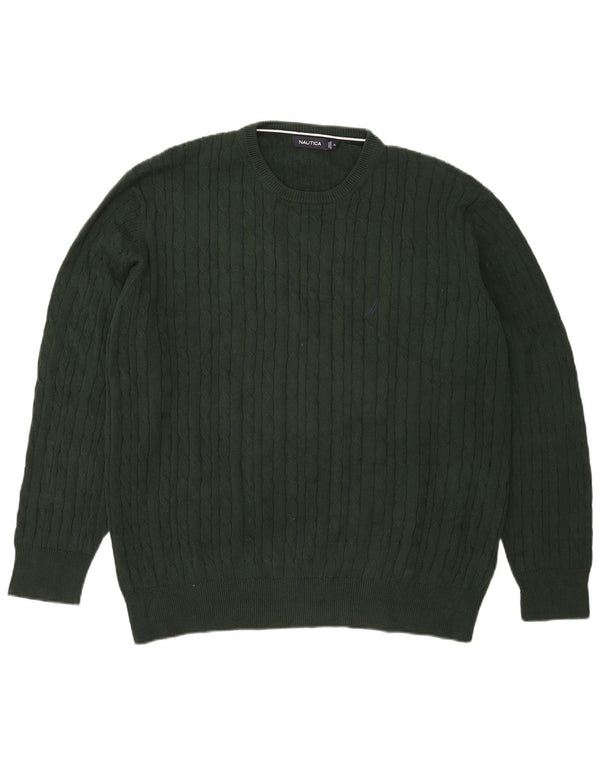Nautica Pull col rond pour homme XL en coton vert