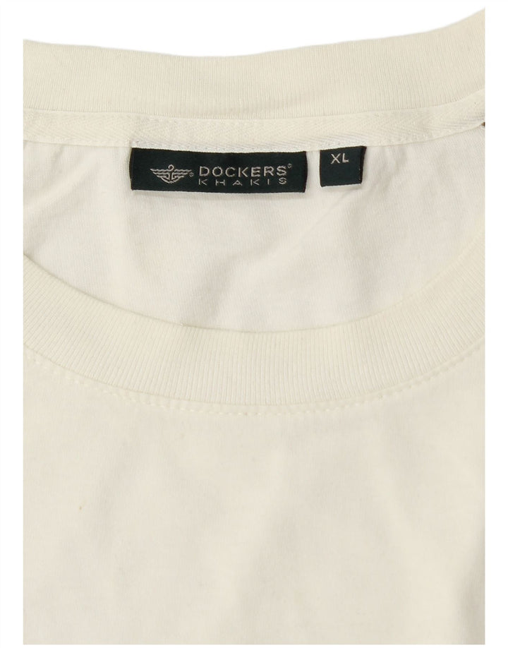 Dockers Tee-Shirt Khakis Top XL Homme Blanc Colorblock