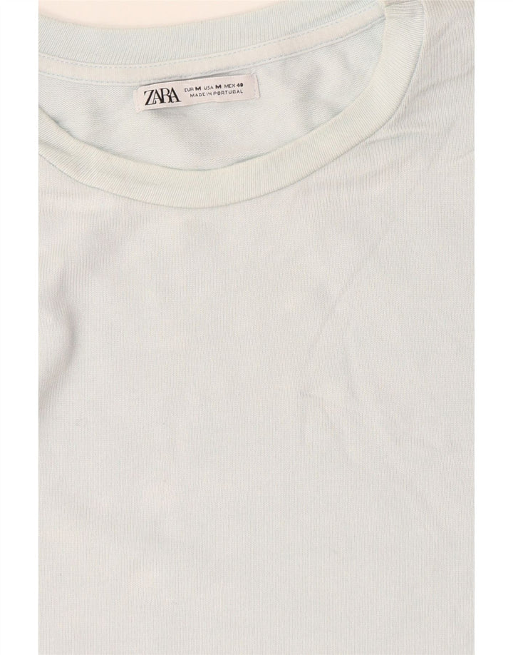 Zara Femme T-Shirt Top UK 12 Bleu Moyen