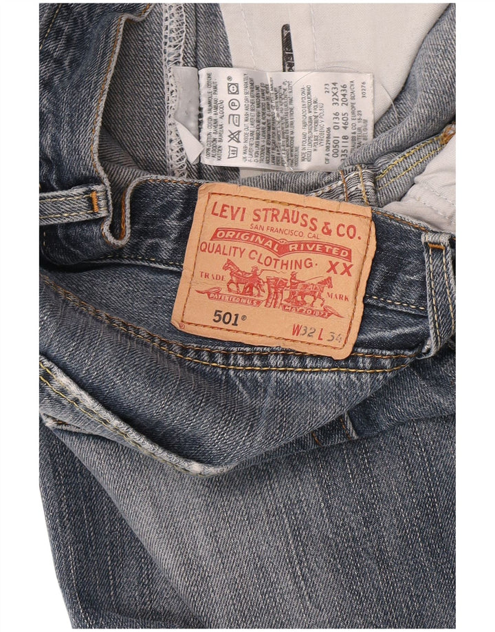 Levi's Jean Droit 501 Vieilli Homme W32 L28 Bleu Coton