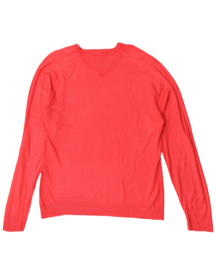 Marks & Spencer Pull autographe à col en V pour homme, grand, rouge, acrylique