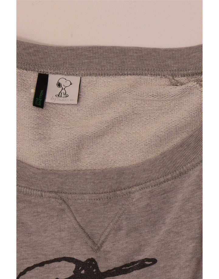 Benetton Womens Peanuts Graphic Sweatshirt Jumper UK 14 Gris Moyen