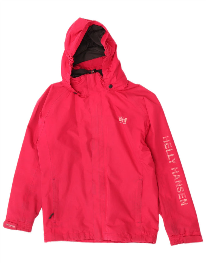 Helly Hansen Veste de pluie à capuche graphique pour fille 11-12 ans Rose Polyester