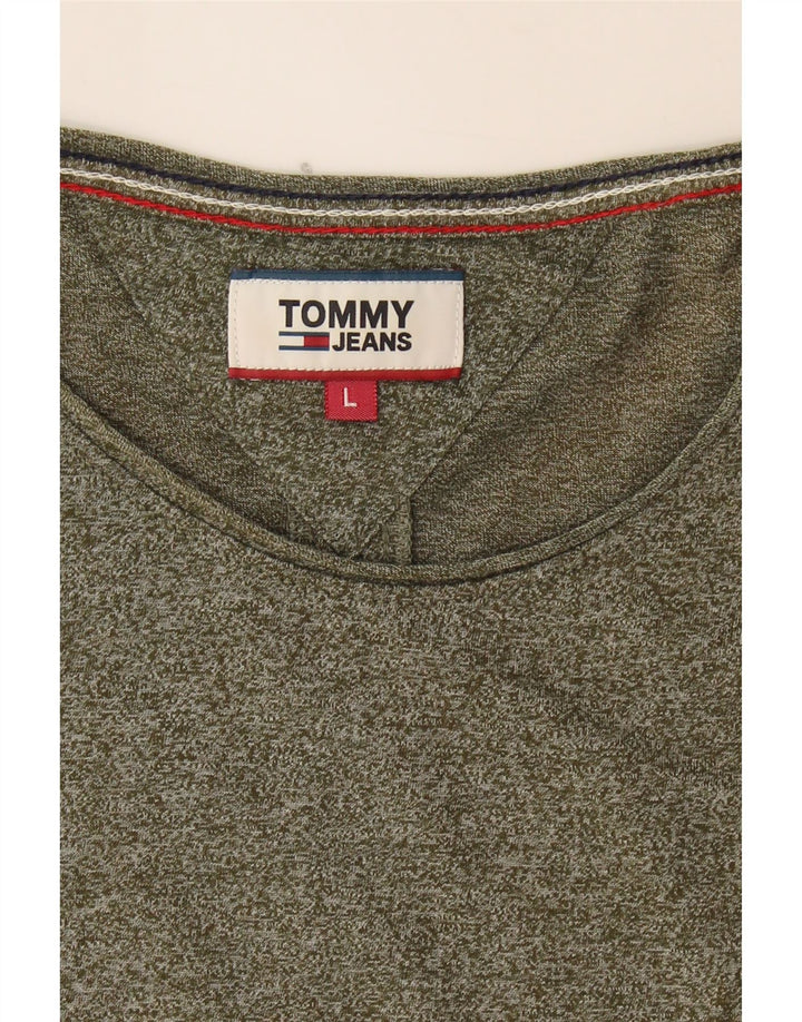 TOMMY HILFIGER Mens T-Shirt Top Large Khaki Cotton Vintage Tommy Hilfiger and Second-Hand Tommy Hilfiger from Messina Hembry 
