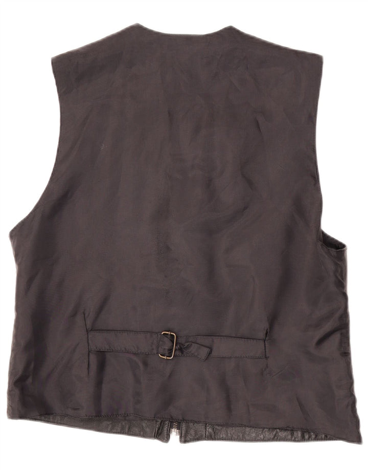 gilet en cuir homme vintage XL cuir noir