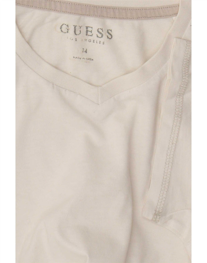 Guess T-shirt graphique pour femme UK 14 Blanc moyen