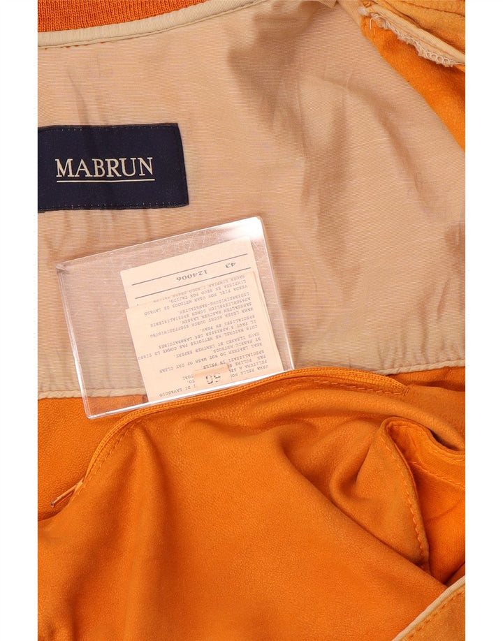 Mabrun Veste Bomber En Daim Homme IT 50 Grand Cuir Orange