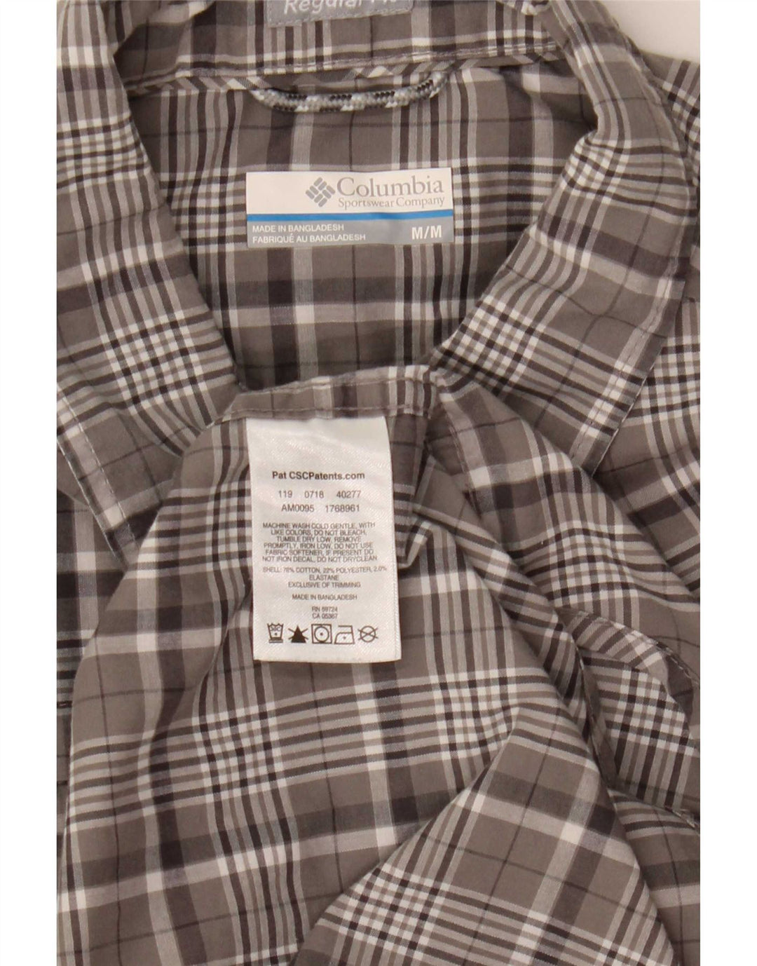 Columbia Chemise à Manches Courtes Homme Gris Moyen Check Cotton